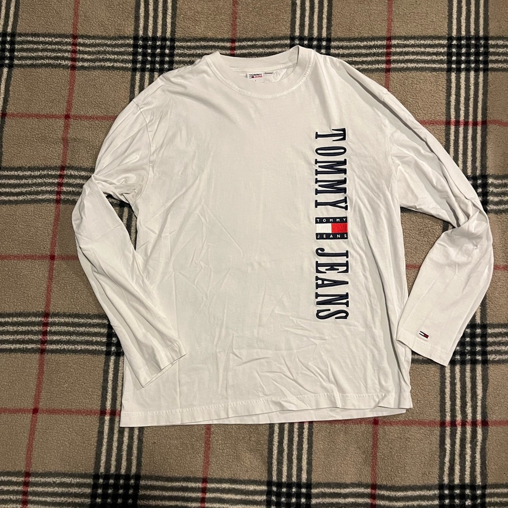 Tommy Hilfiger White Long Sleeve Tee Classic Crew Neck